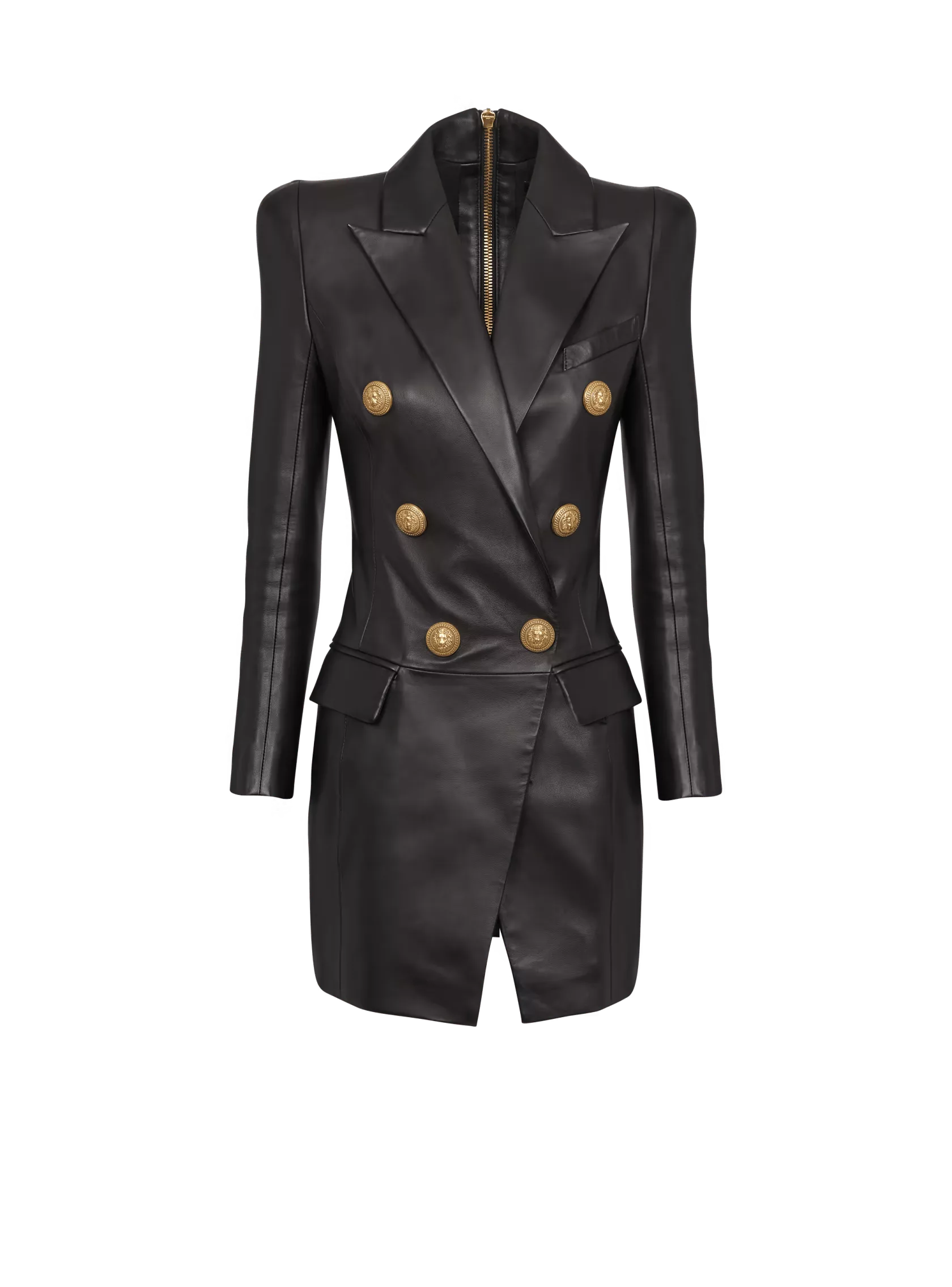 Balmain Mini Dresses Balmain o1w1db10624 Leather Blazer in Black