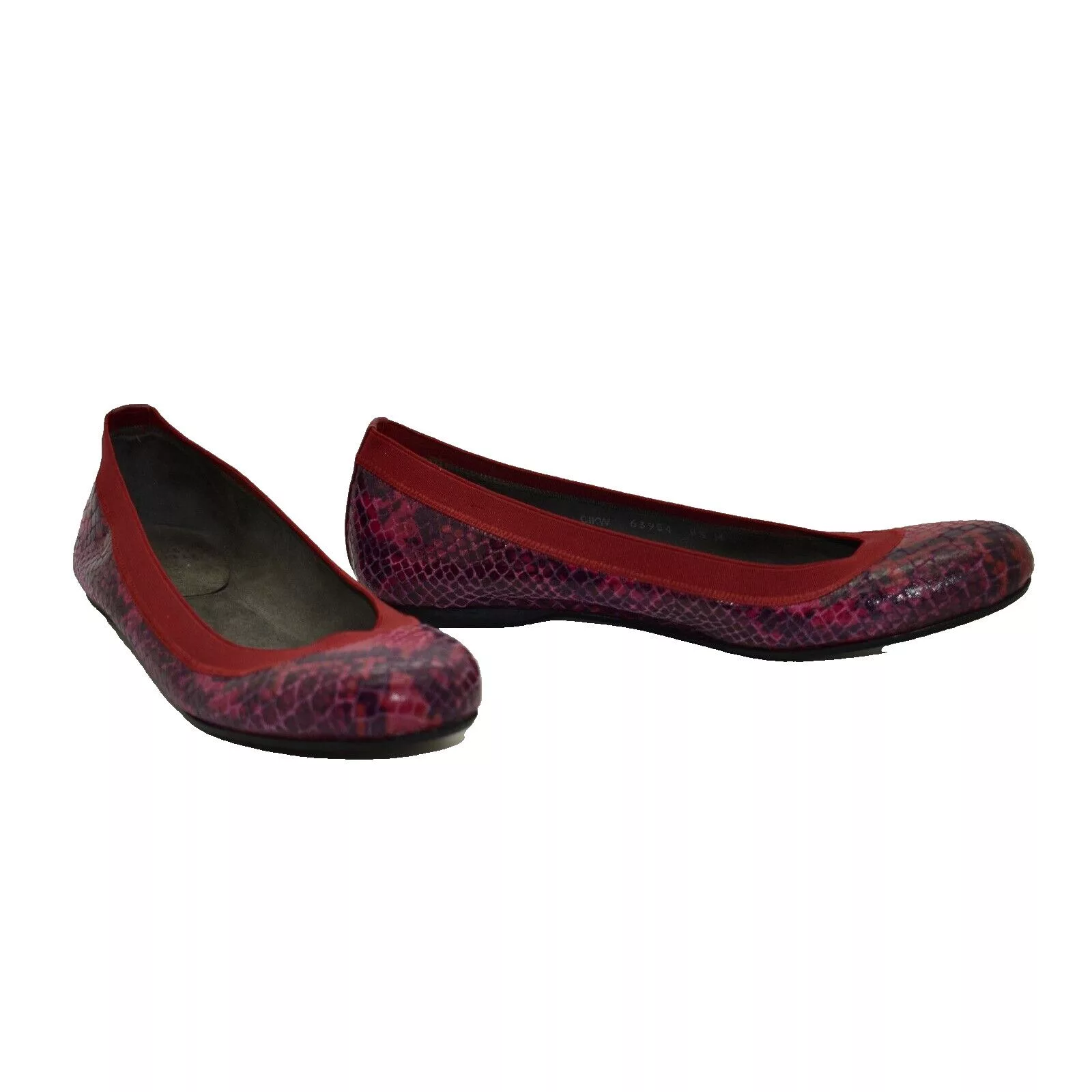 Stuart Weitzman Flats STUART WEITZMAN Snake Lastikon Embossed Ballet Flat Shoe 8.5 Red