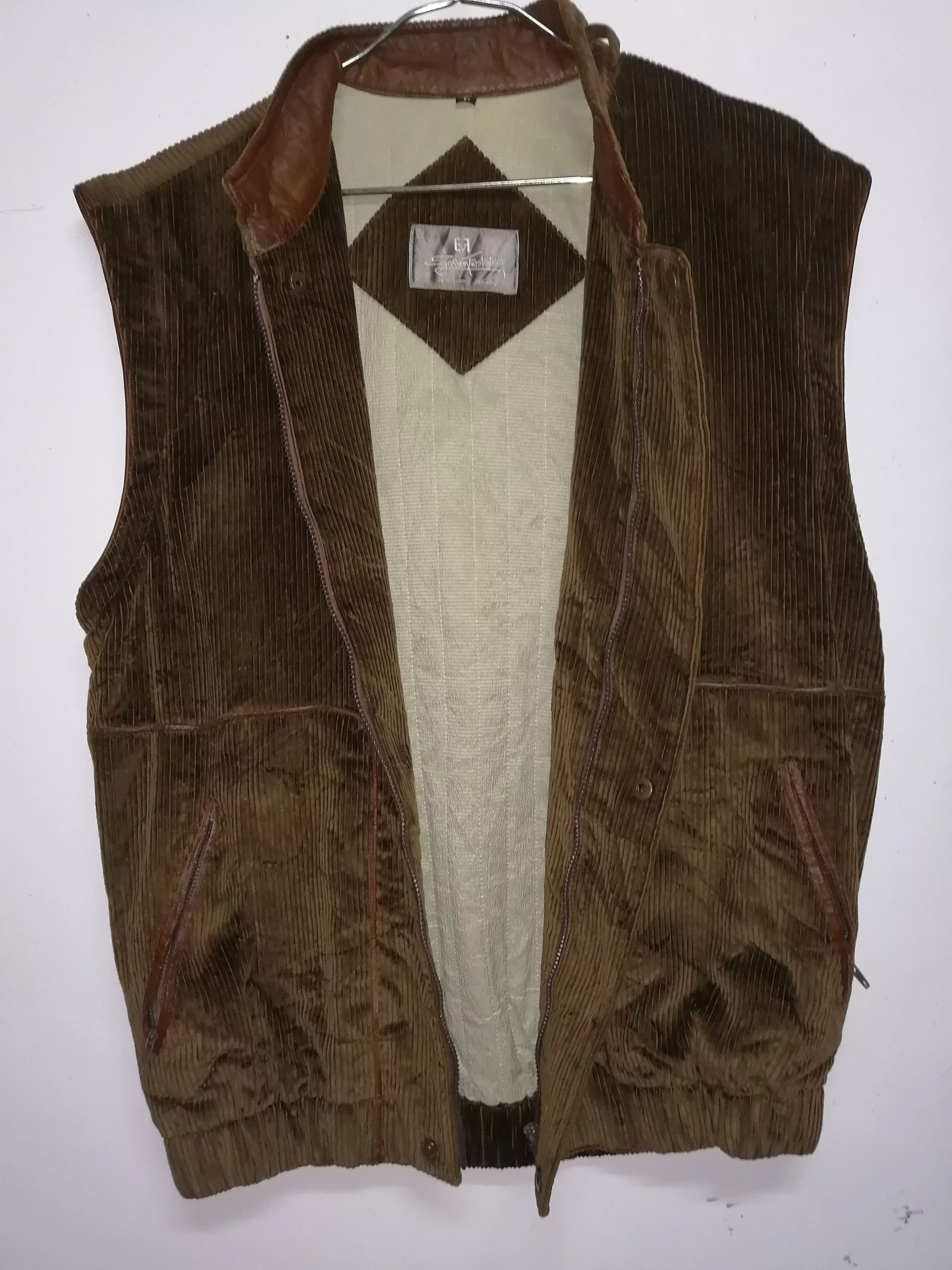 Designer Light Jackets Designer Egon Von Furstenberg Corduroy Jacket & Vest Combine Brown Vintage