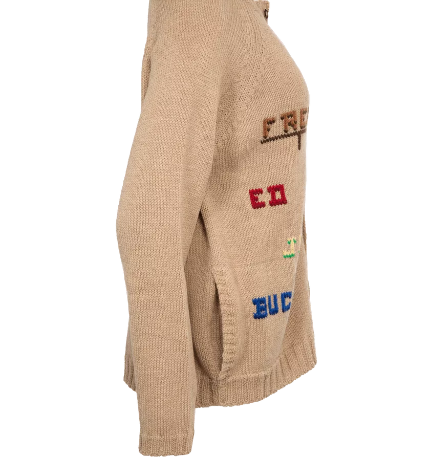 Bode Sweaters Bode o1h1sh10624 Cardigan in Tan Brown