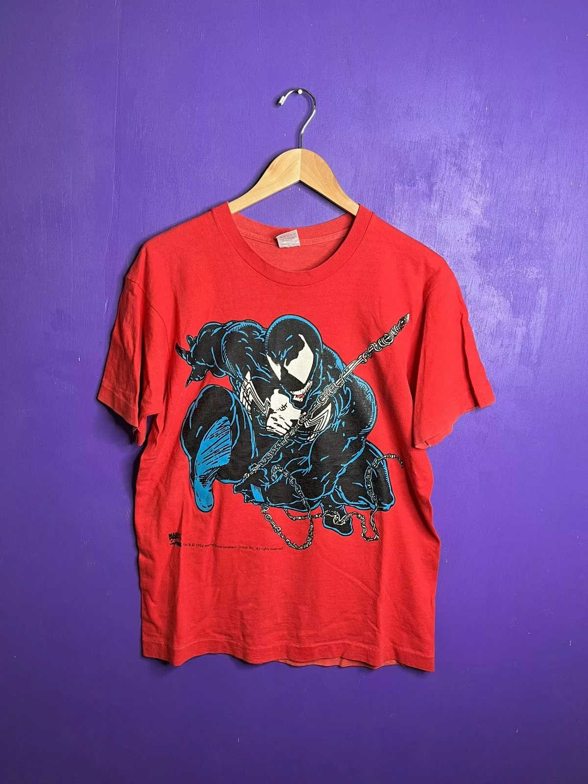 Marvel Comics Short Sleeve T Shirts Marvel Comics × Vintage Vintage 1994 Marvel comics Venom character t-shirt Red