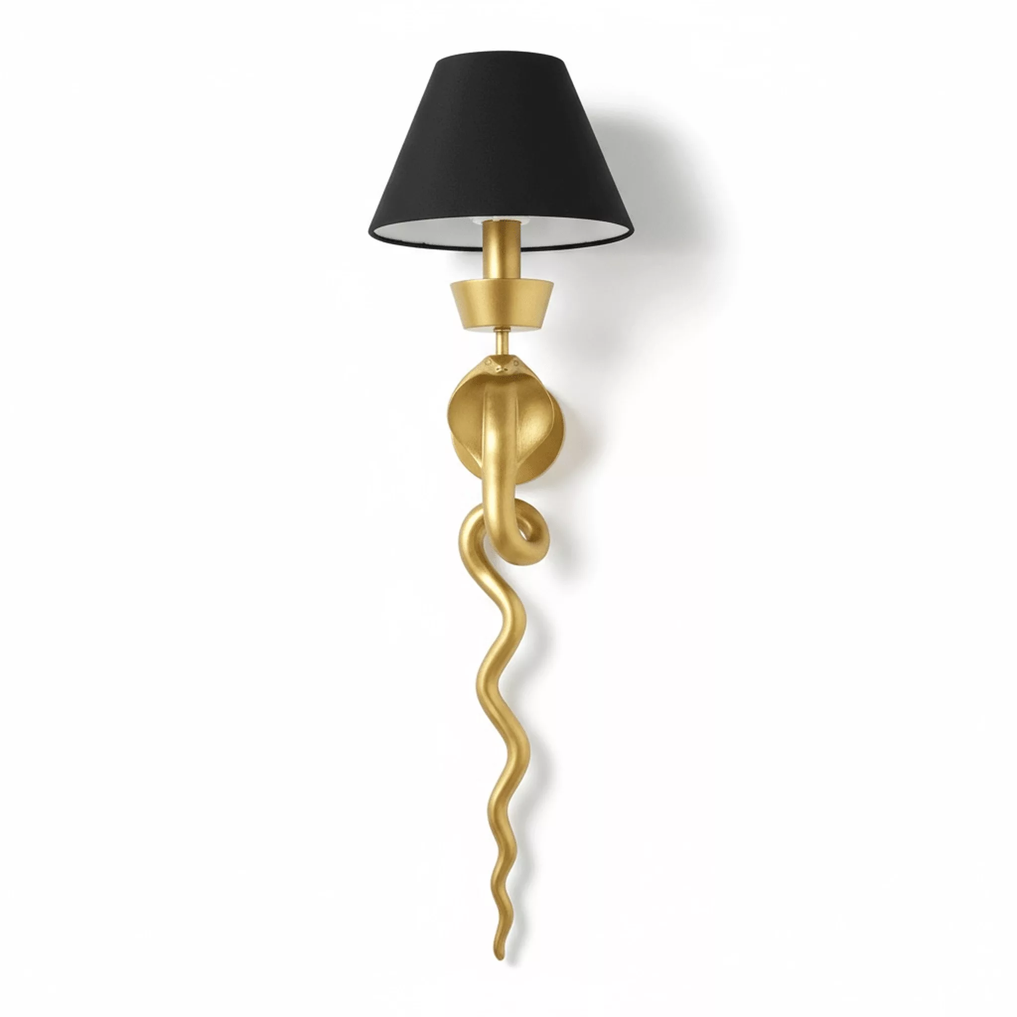 Gold Serpent Wall Sconce Linen Shade - Curated Home Decor
