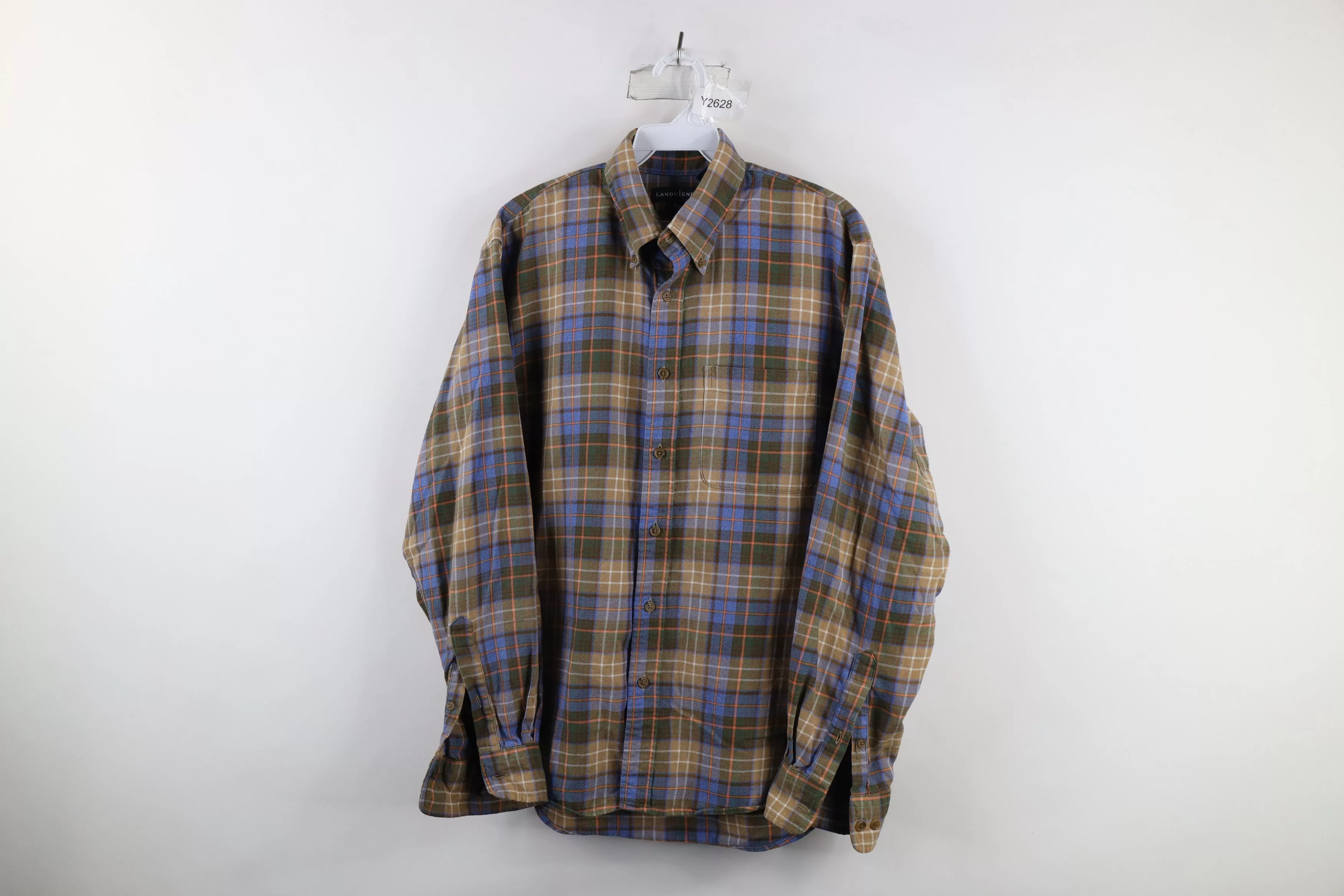 Lands' End Shirts Button Ups Lands' End × Vintage Vintage Lands End Flannel Collared Button Down Shirt Plaid Multi