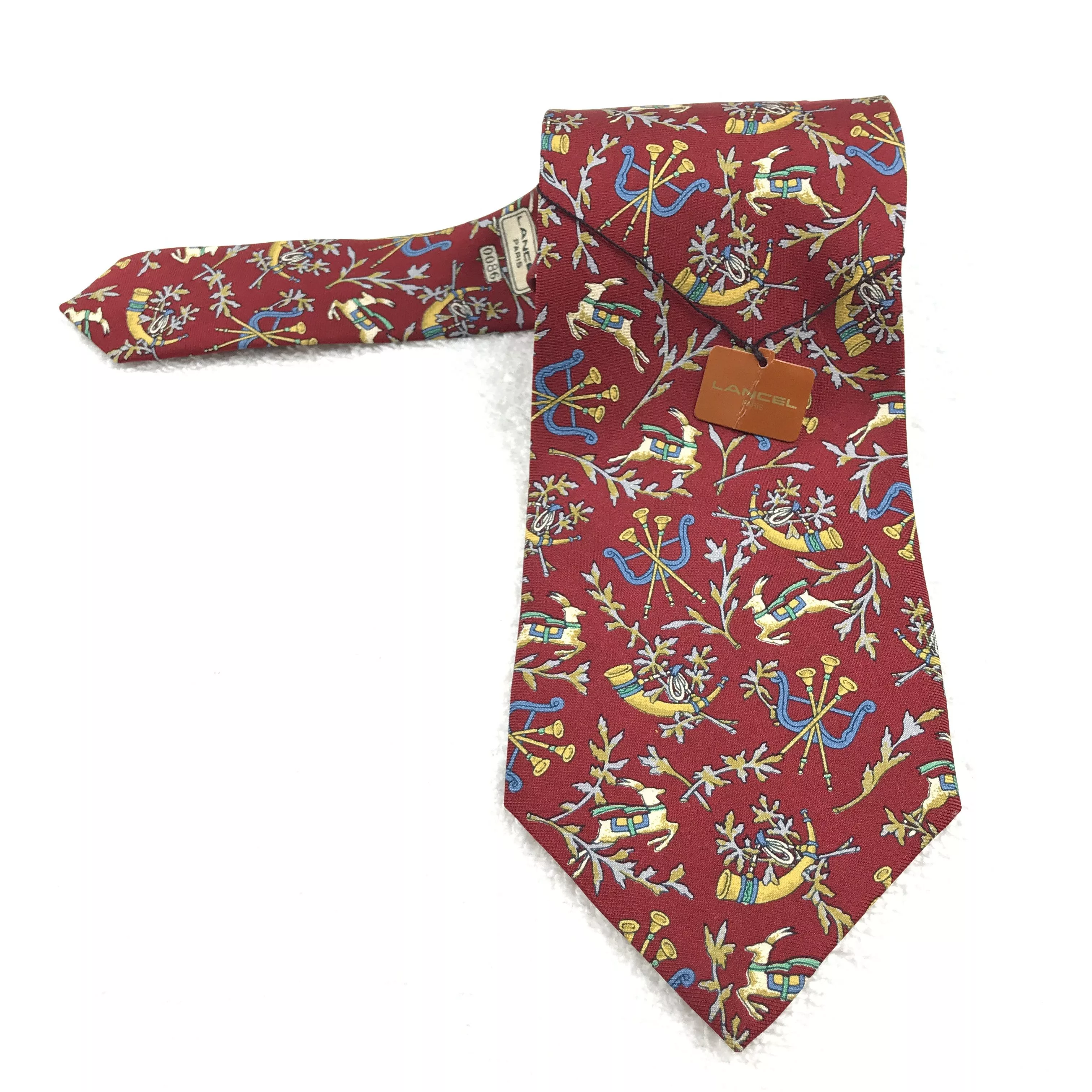 Lancel Ties Pocketsquares LC305 Vintage Lancel Necktie Pure Silk Multi