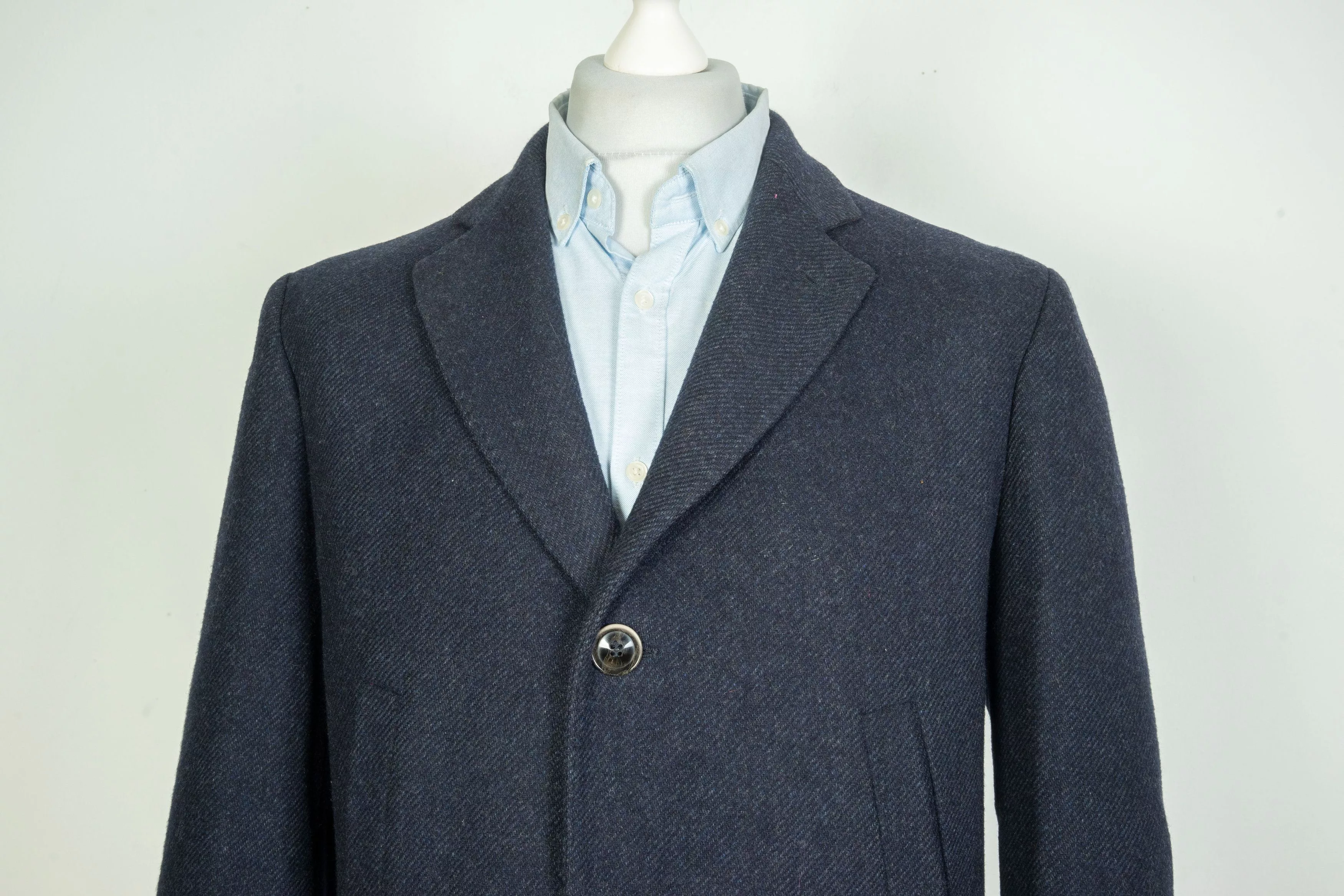 Hackett Heavy Coats Hackett London Wool Navy Blue Coat