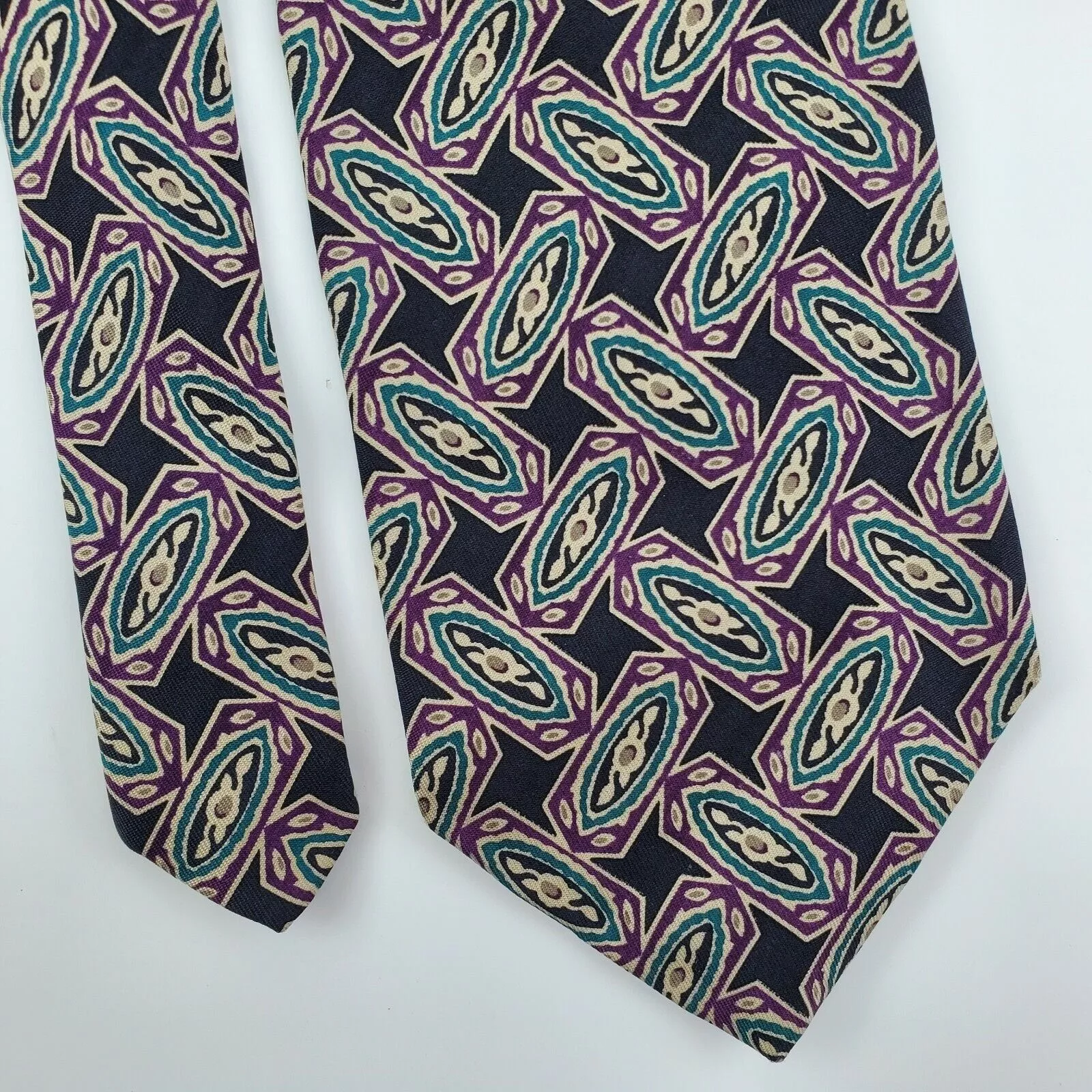Robert Talbott Ties Pocketsquares Robert Talbott Robert Talbot Carmel Valley Black Geometric Silk Tie USA Cla