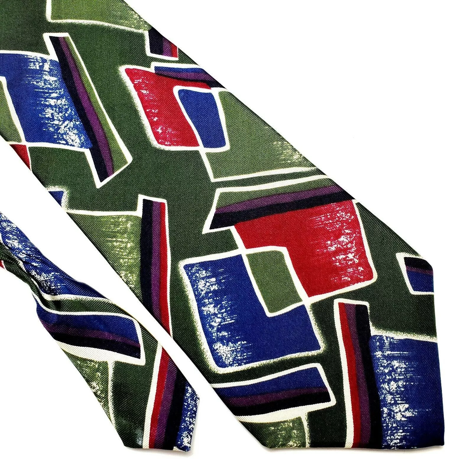 Henry Grethel Ties Pocketsquares Henry Grethel Silk Tie Abstract Green Print Short Wide