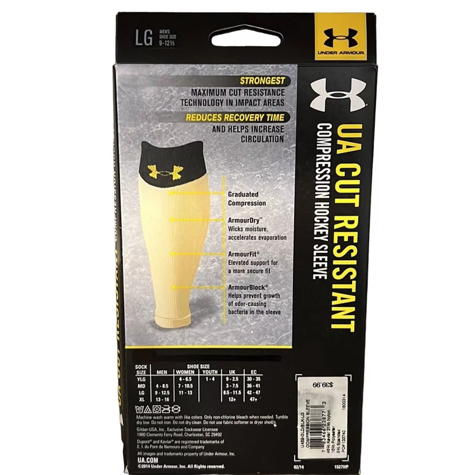 Under Armour Socks Underwear Under Armour Cut Resistant Compression Hockey Sleeve size LG Black