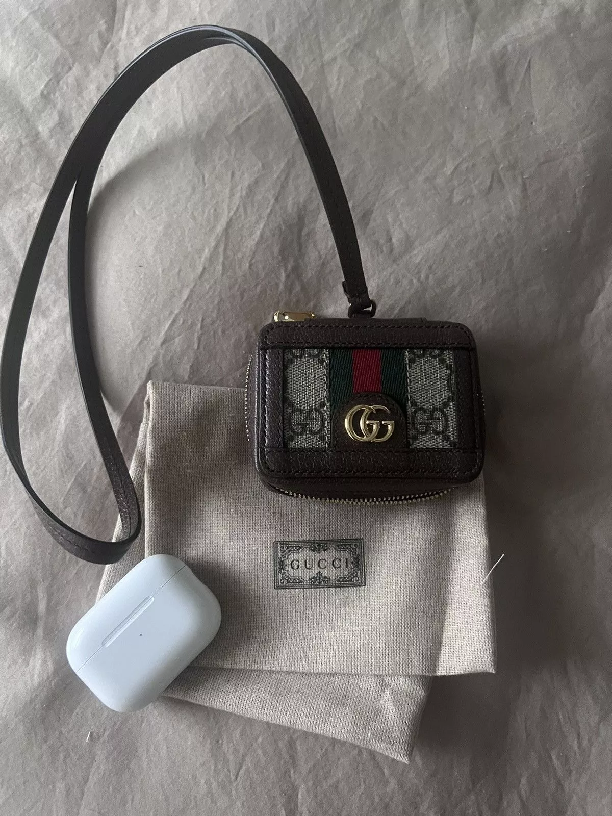 Gucci Miscellaneous Gucci AirPod case/lanyard Brown