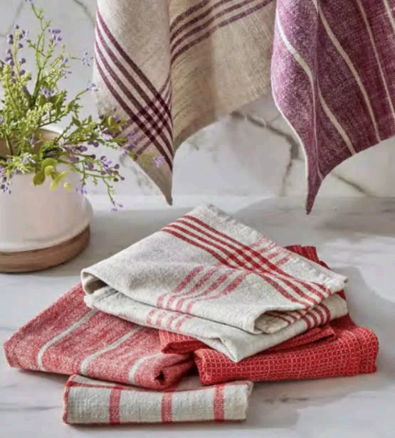 Red Multi Canyon Woven Towel Set/4