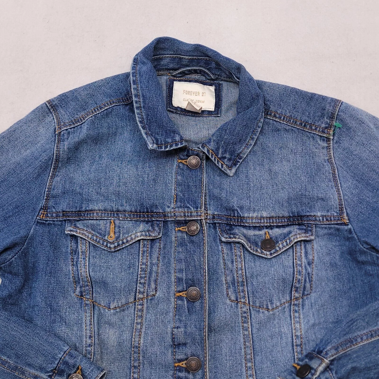 Forever 21 Jackets Forever 21 Casual Button Up Denim Jean Jacket Womens Size M Blue
