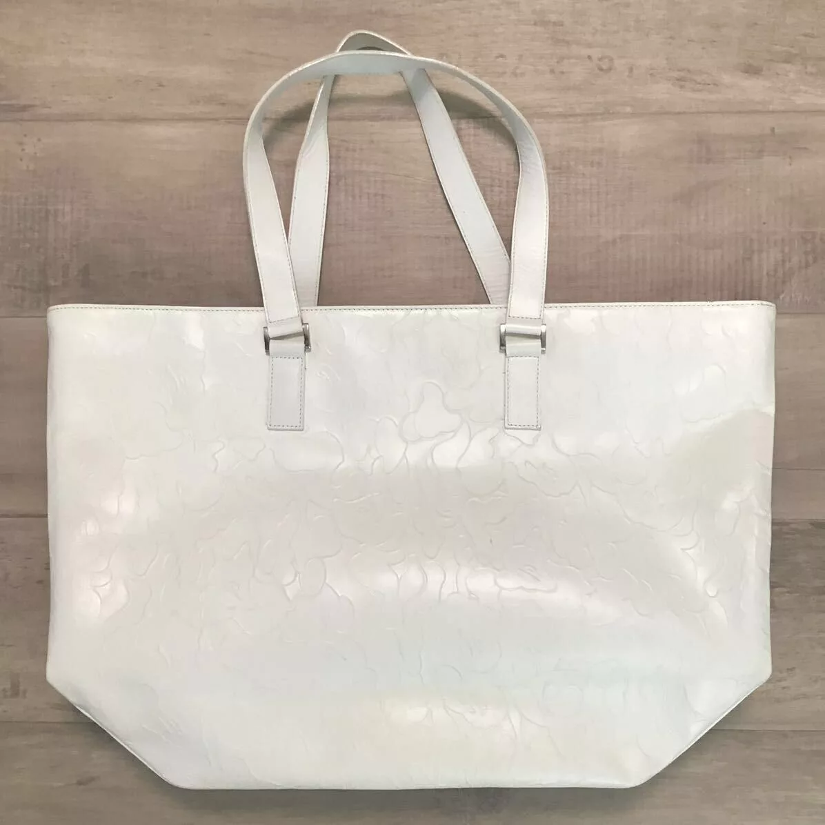 Bape Bags Luggage Bape × Nigo BAPE camo Embossed Leather Shoulder Tote Bag a bathing ape White