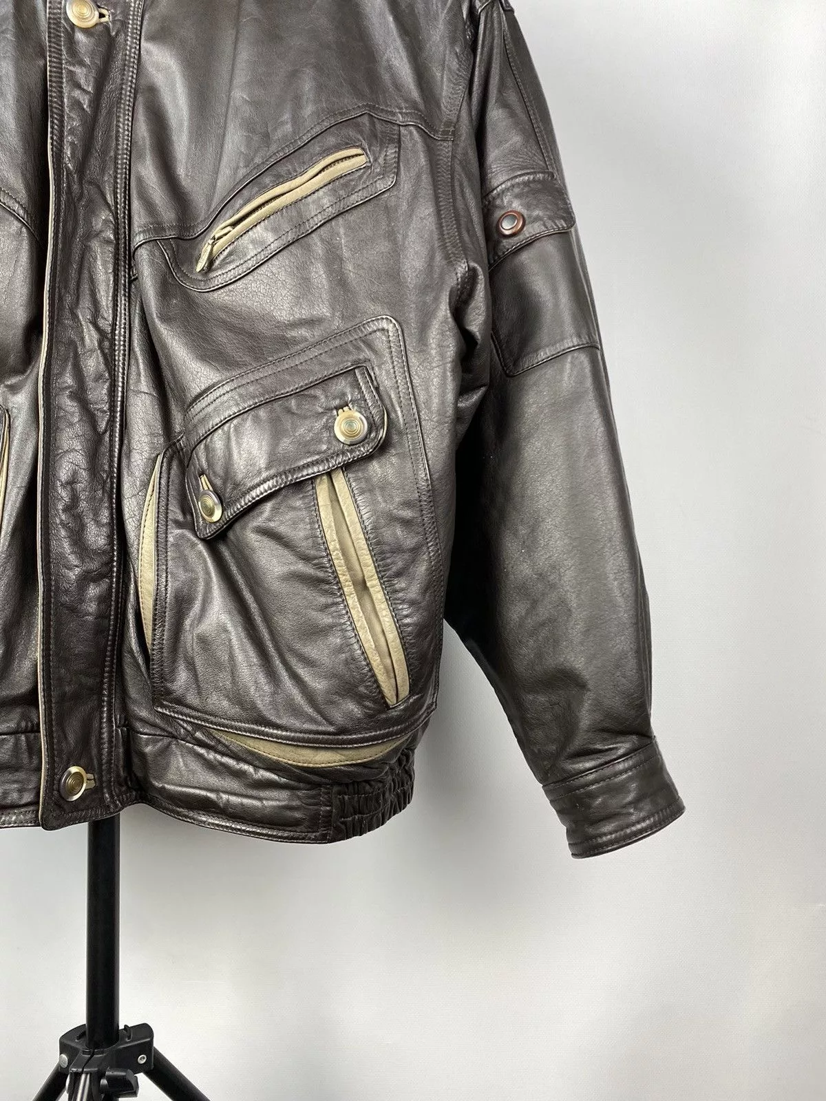 Vintage Leather Jackets Vintage Leather Jacket Genuine Leahter bomber Moto Oldmoney Brown Avant-Garde