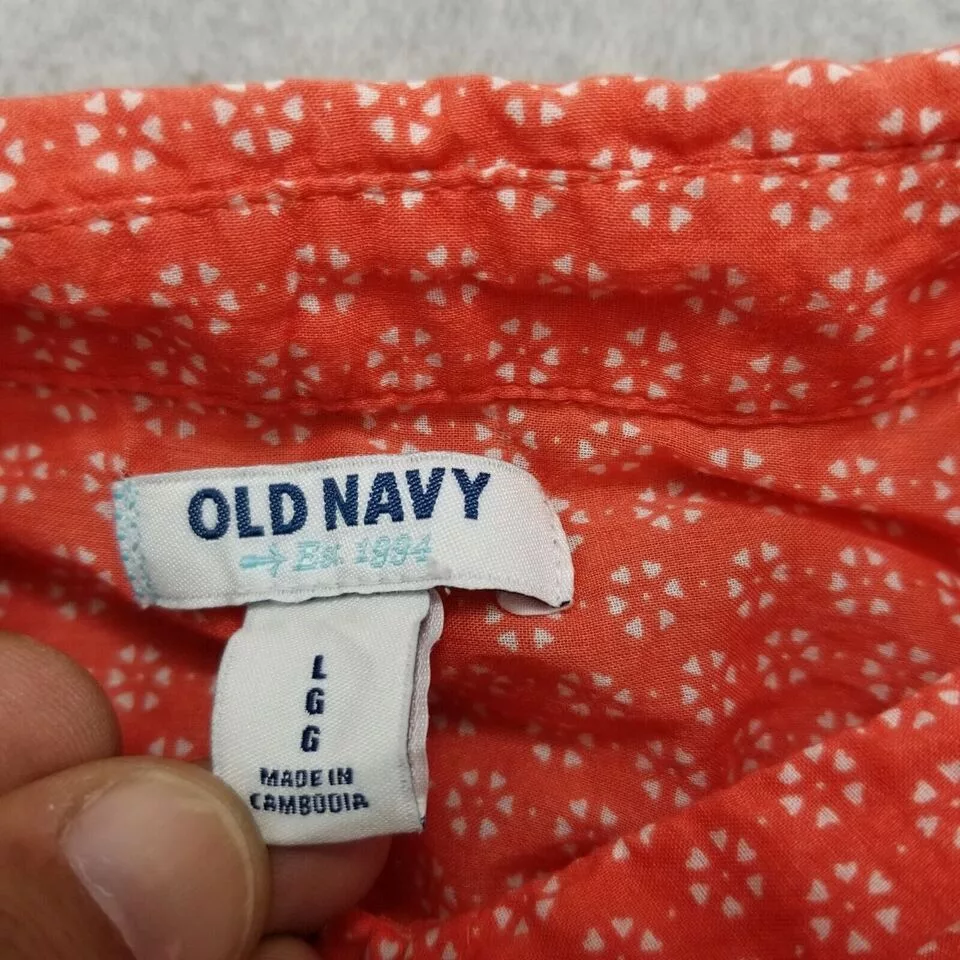 Old Navy Button Ups Old Navy Shirt Womens Large Floral Button Up Long Sleeve Red