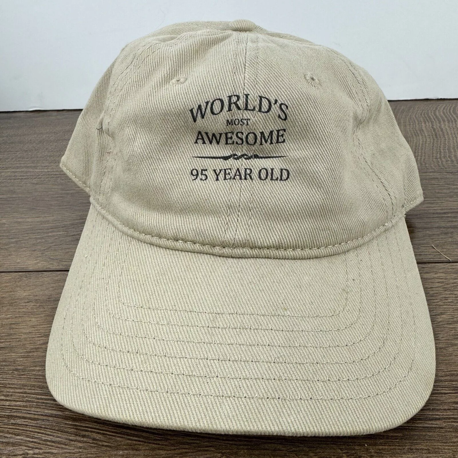 Other Hats Other 95 Years Old Hat Worlds Awesome 95 Tan Brown Hat Adjustable