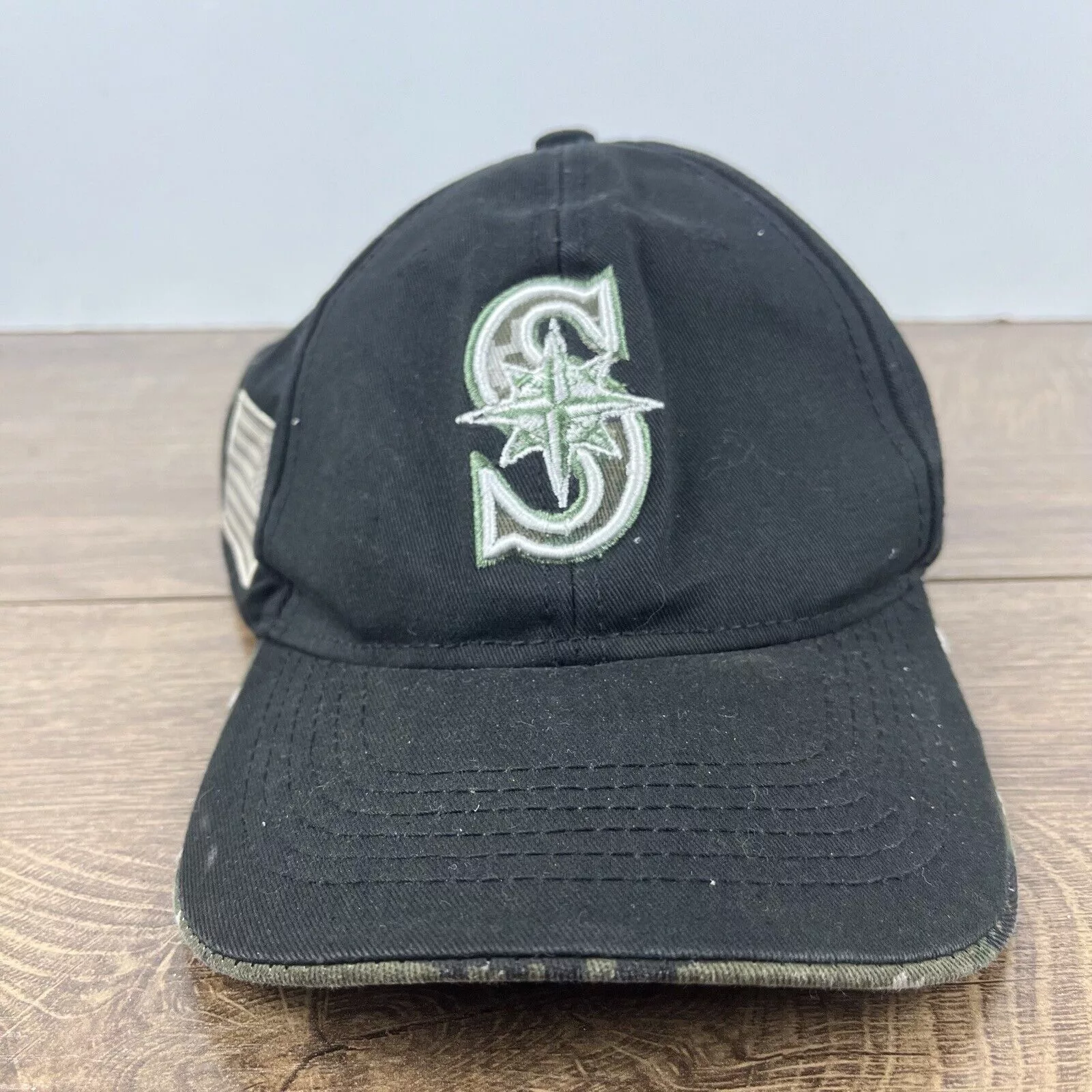 Other Hats Other Seattle Mariners MLB Hat USA Flag Patch Black Hat Adjustable