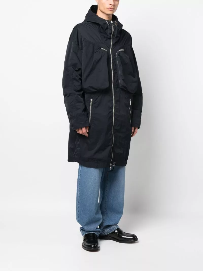 Bottega Veneta Parkas Bottega Veneta Blue Technical Hooded Parka Coat