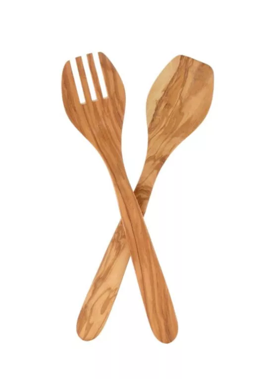 13" Olive Wood Salad Tong Set/2