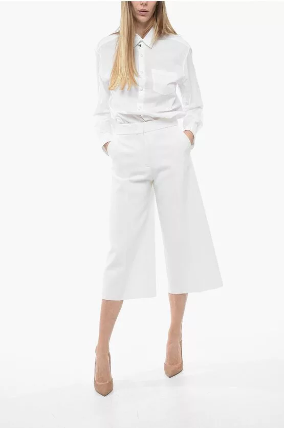 MSGM Pants MSGM og1mm0724 Cropped Fit Pants in White