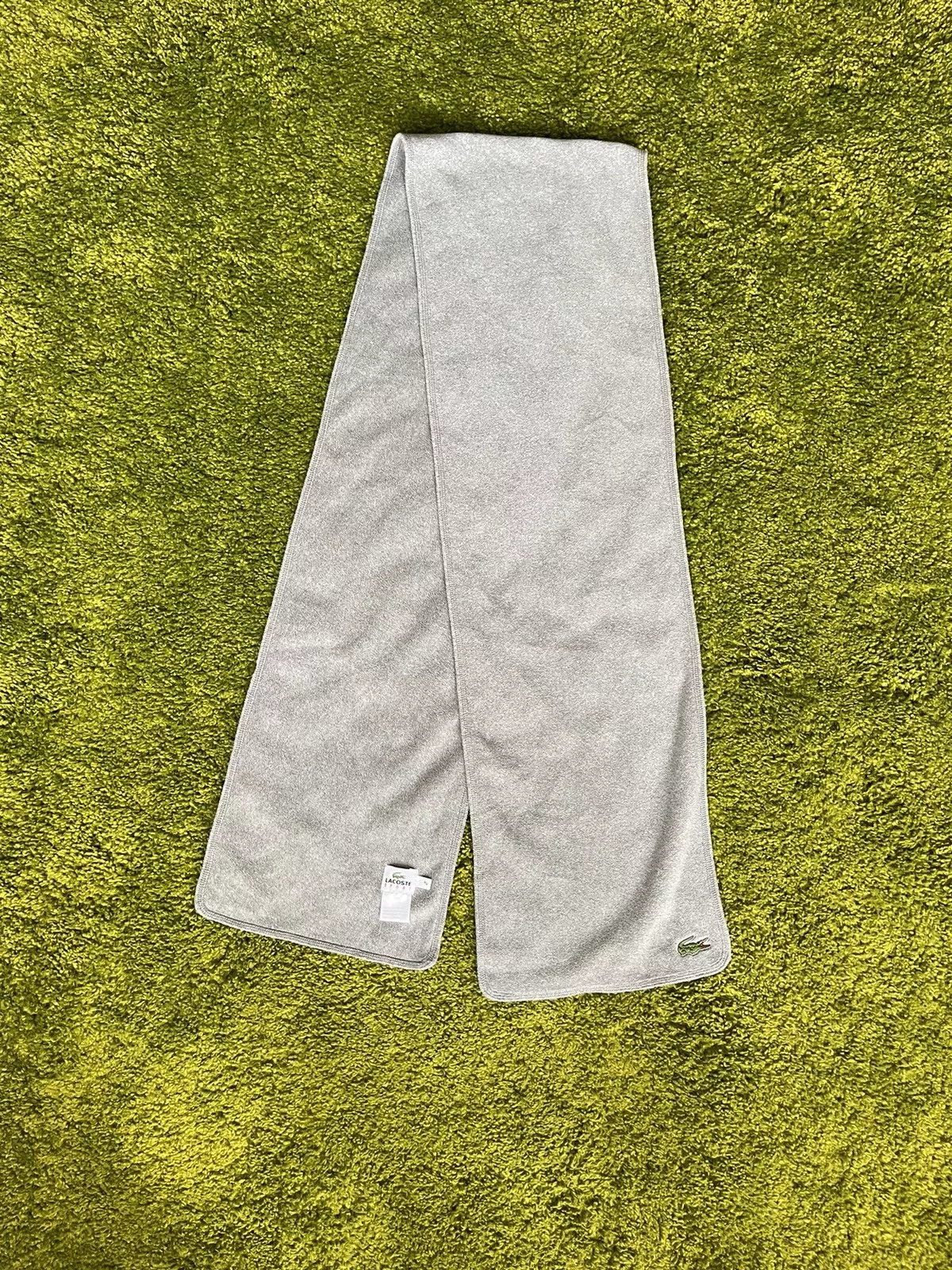 Designer Gloves Scarves Designer × Lacoste × Vintage 🐊 Lacoste Sport fleece scarf knit logo Gray