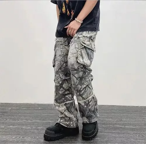 Jean Denim Jean Technical Camouflage Cargo Pant Multi Avant-Garde