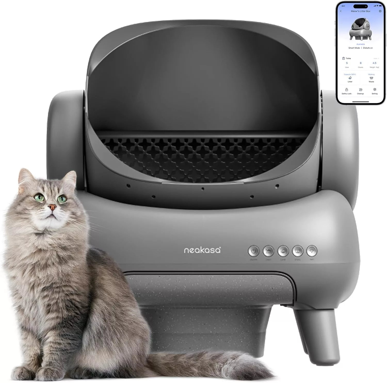 Neakasa M1 Plus Self-Cleaning Cat Litter Box Open-Top Automatic Odor Control Safety Sensors for Large Multi-Cat Homes
