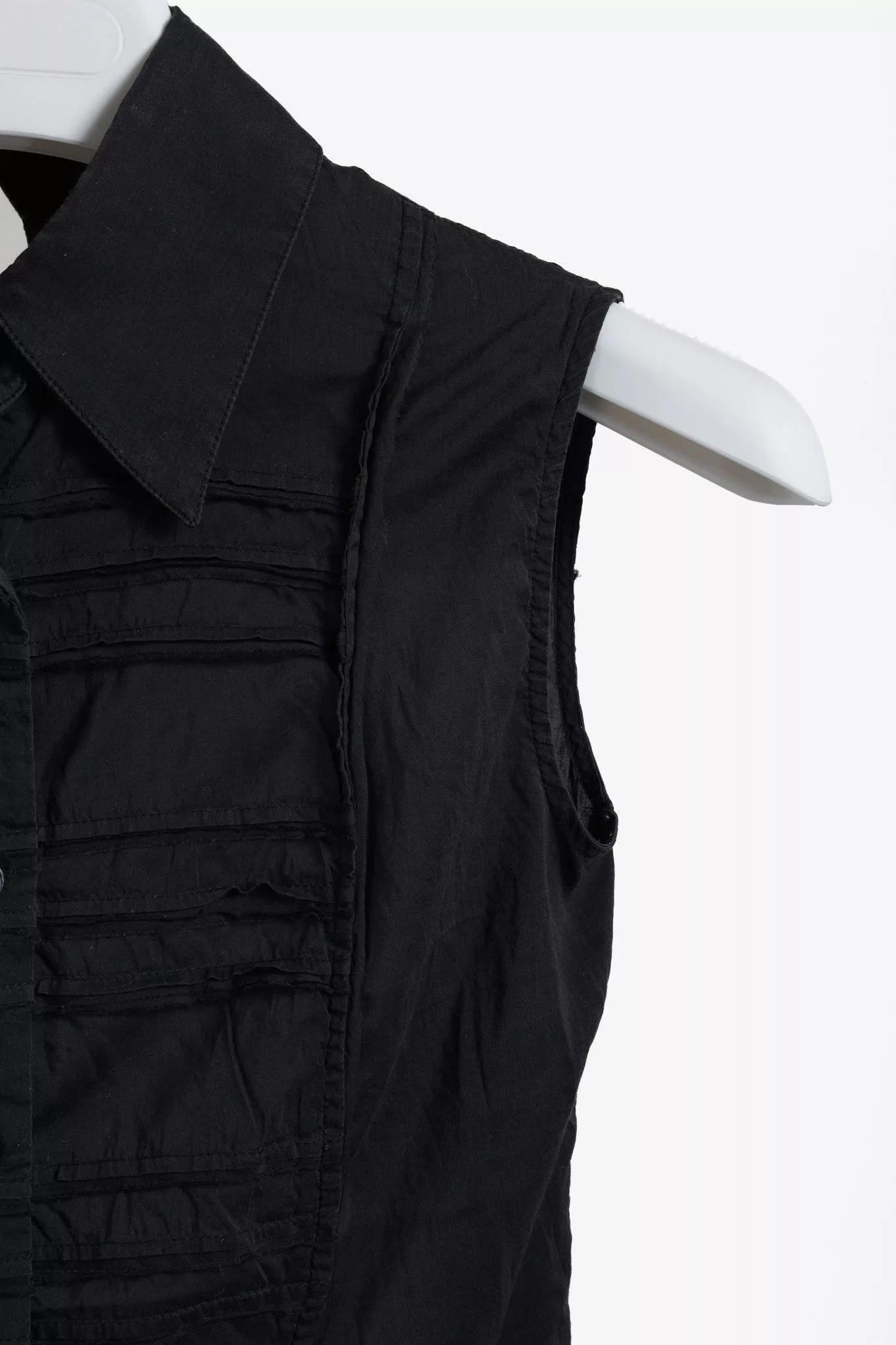 Miu Miu Blouses Miu Miu 2006 Grey Pleated Cotton Shirt Black