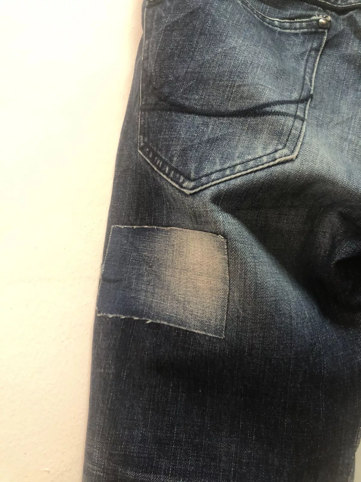 FACTOTUM Denim Pants Patch Distressed Style Japan Made Blue