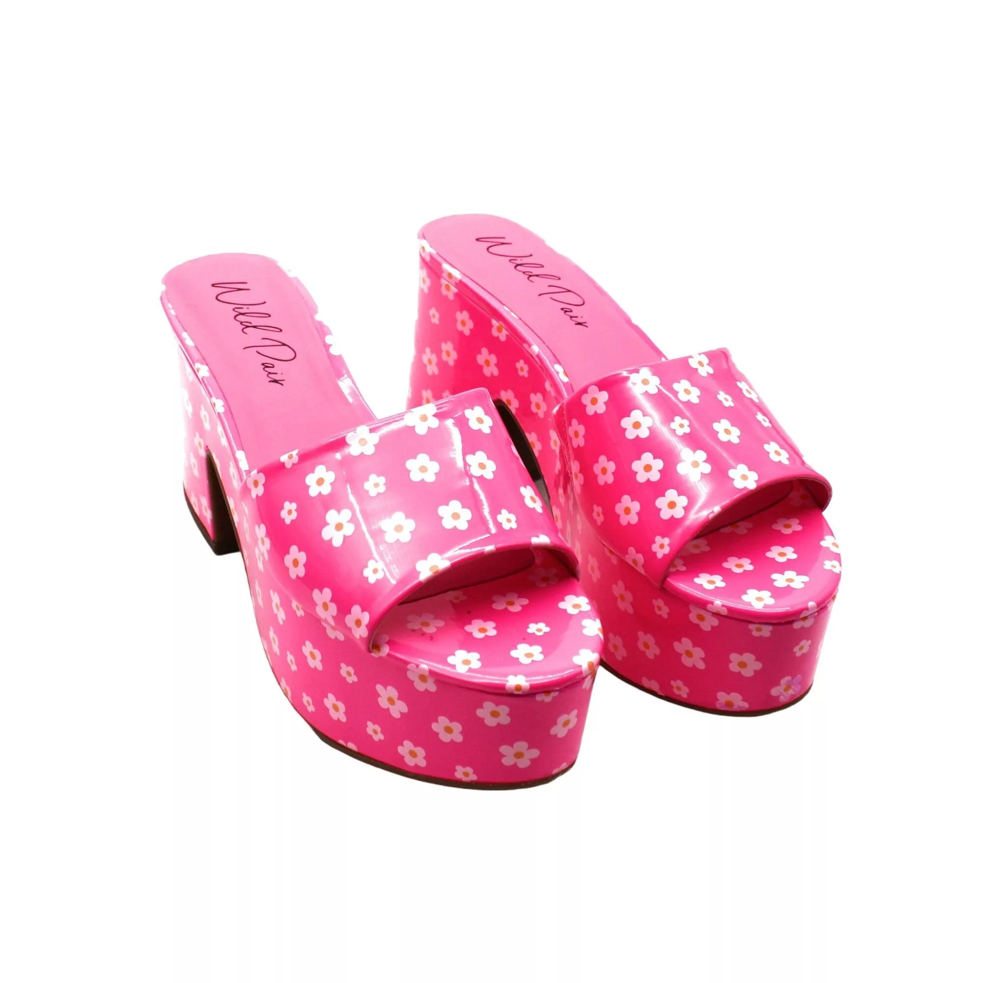 Other Sandals Other Wild Pair Womens Pink Round Toe Block Heel Slip on Heeled Sa