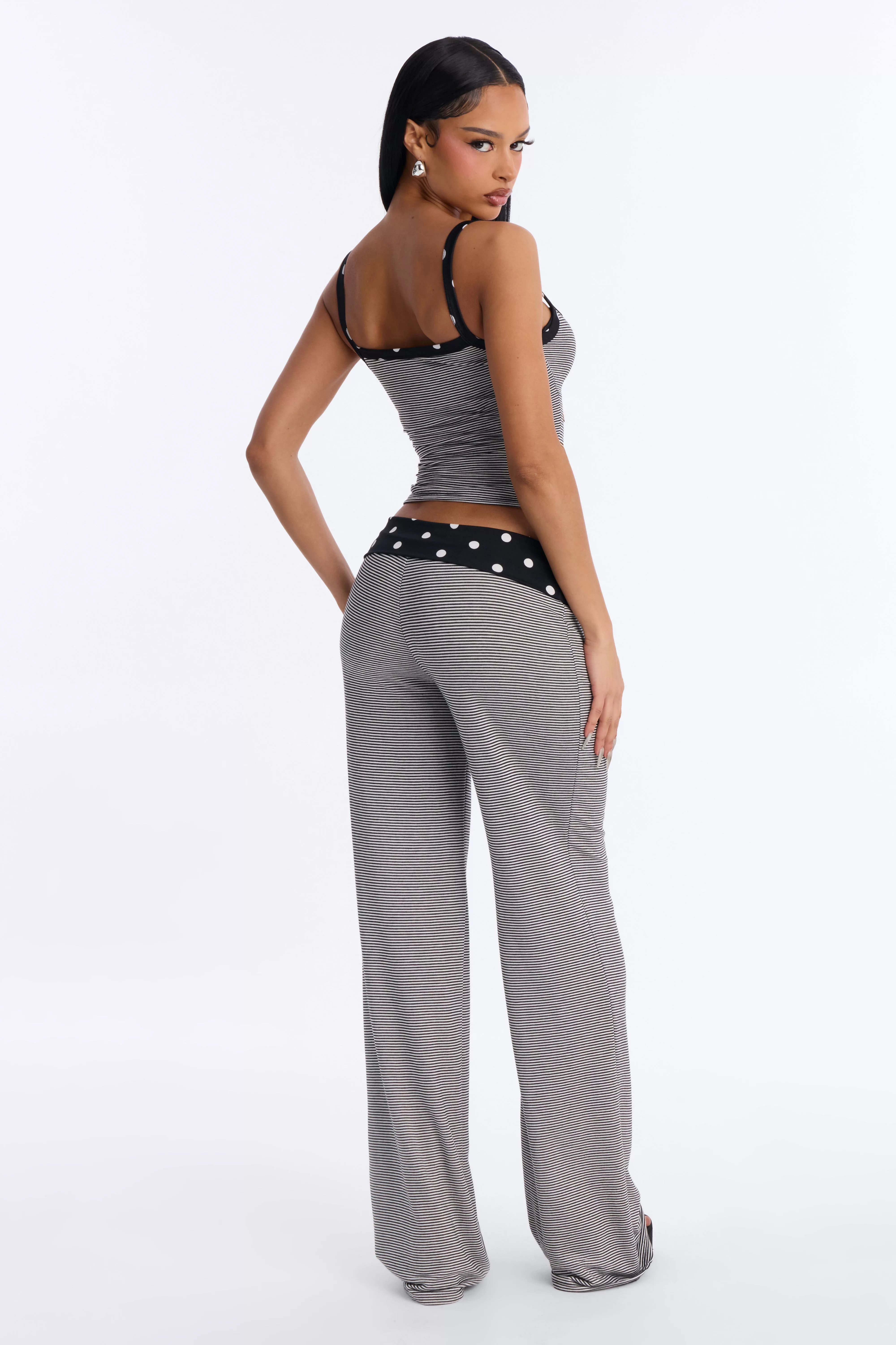 Line And Dot Pant Set - Black/White