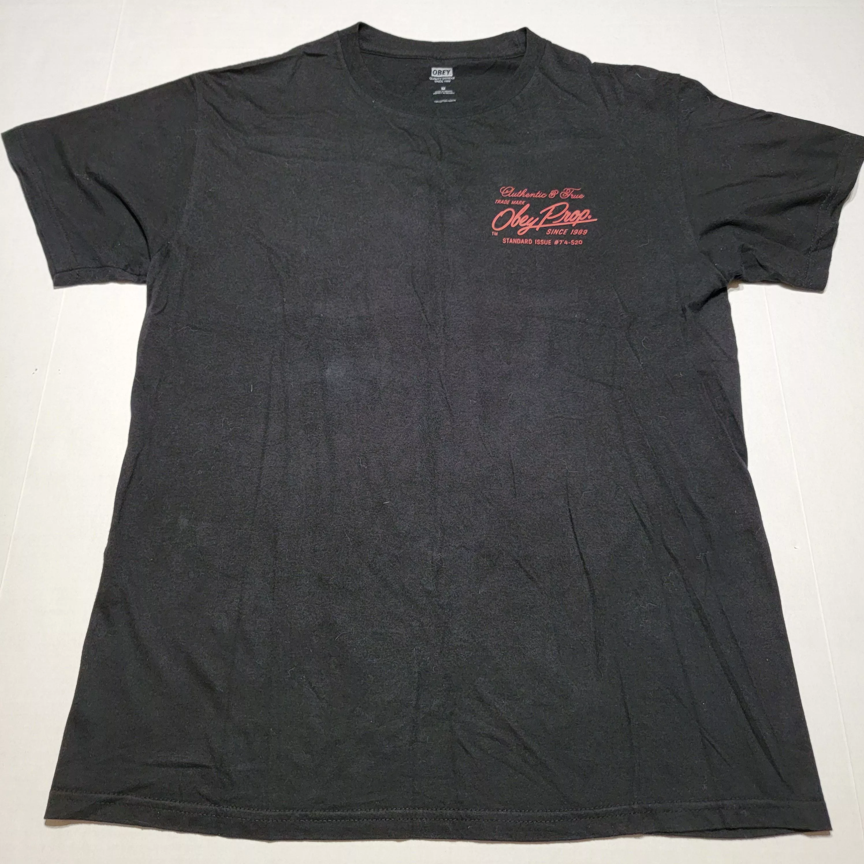 Obey Short Sleeve T Shirts Obey Graphic Trademark SS Black Tee - Size Medium