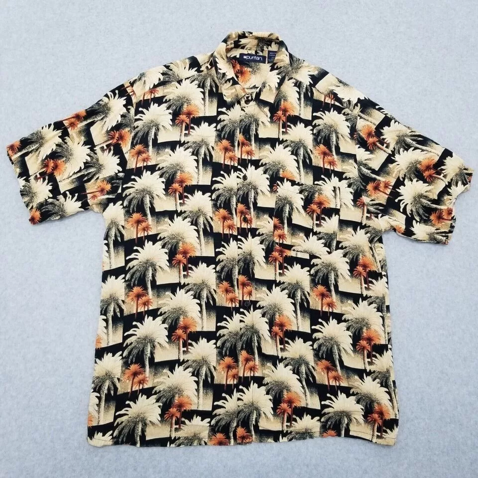 Puritan Shirts Button Ups Puritan Hawaiian Shirt Mens Large Button Up Palms Multi