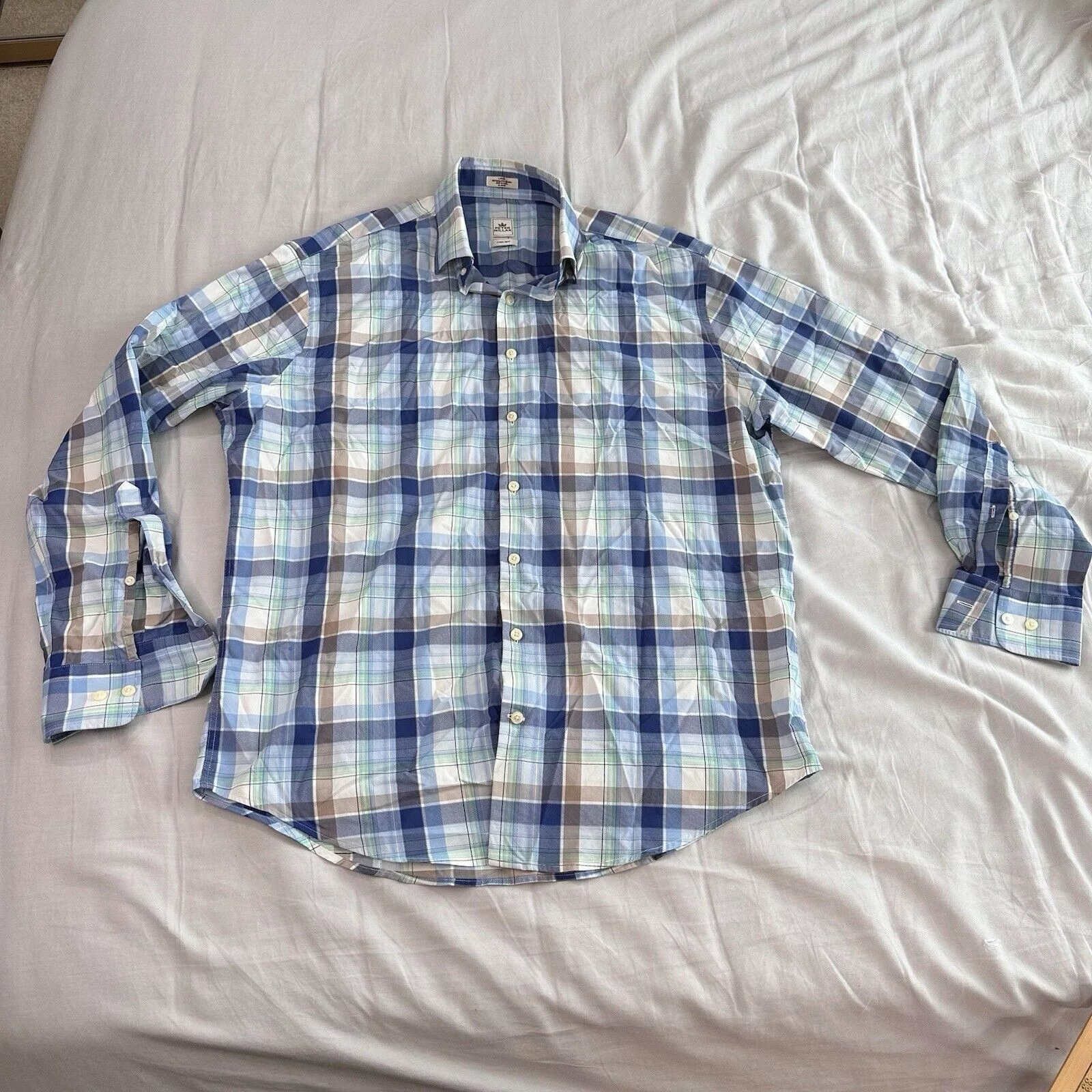 Peter Millar Shirts Button Ups Peter Millar Shirt L Crown Sport Plaid Button Long Sleeve Blue