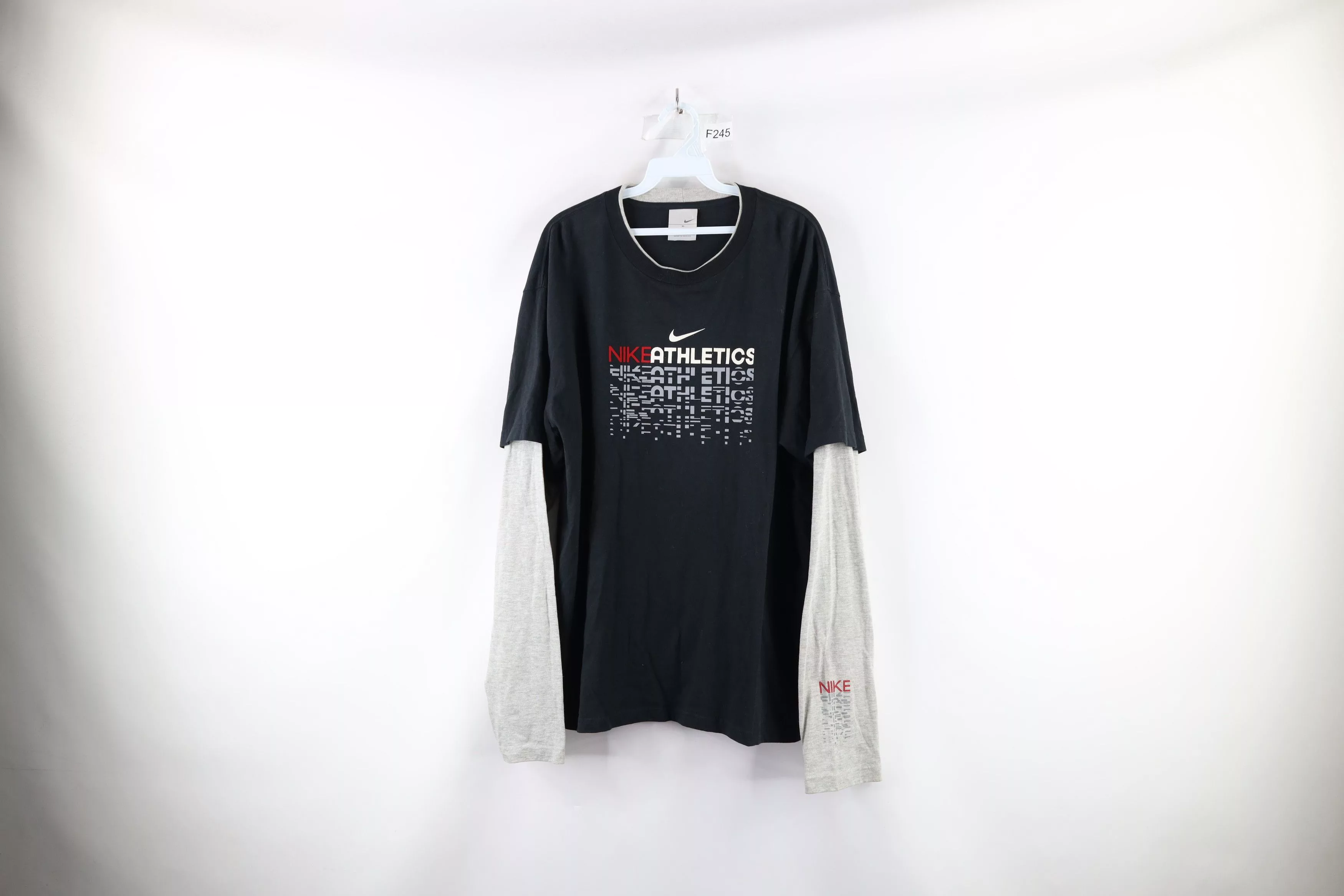Nike Long Sleeve T Shirts Nike × Vintage Vintage Nike Scott Center Swoosh Layered Long Sleeve T-Shirt Black