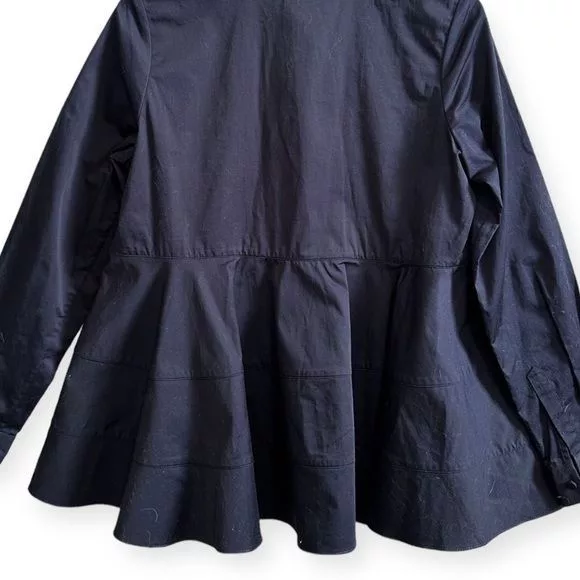 CO Button Ups NWT CO Navy Blue Tiered Button Down Cotton Shirt, Size M