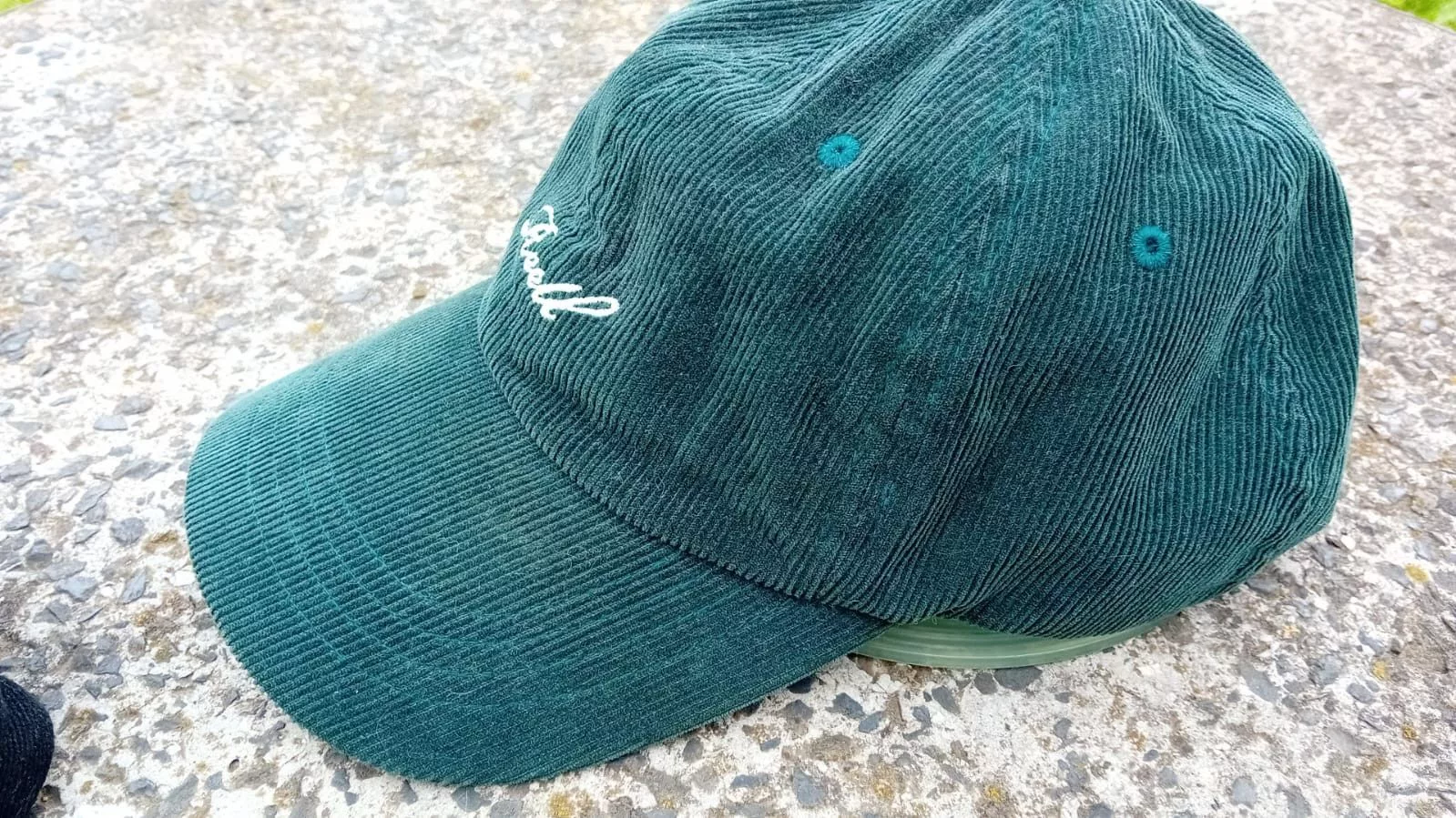 Other Hats Other Reell Single Script Courduroy Hat Dark Green Ribcord cap Streetwear