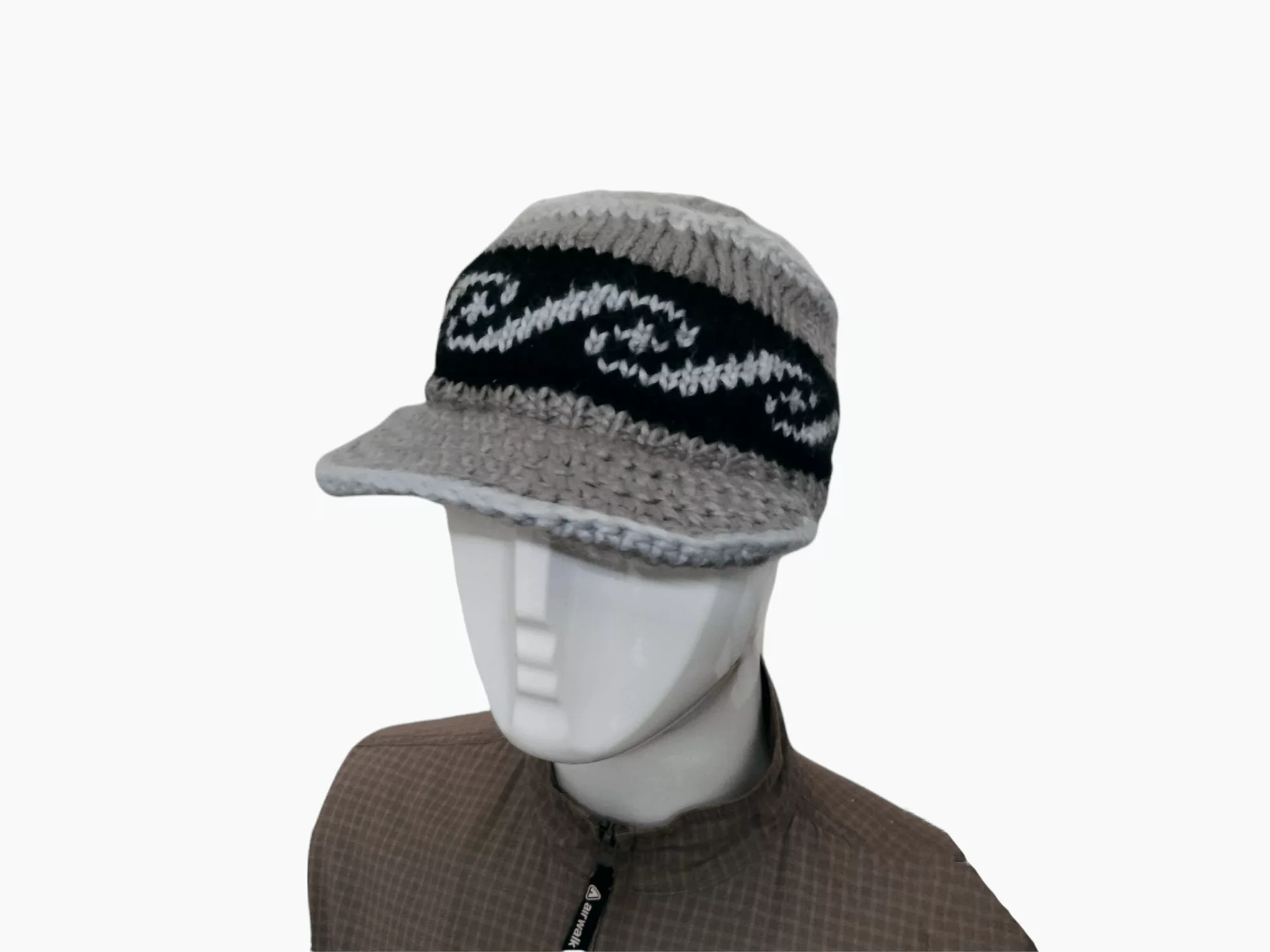 Global Work Hats Global Work × Japanese Brand RARE GLOBAL WORK KNITTED BEANIE HAT Gray Streetwear