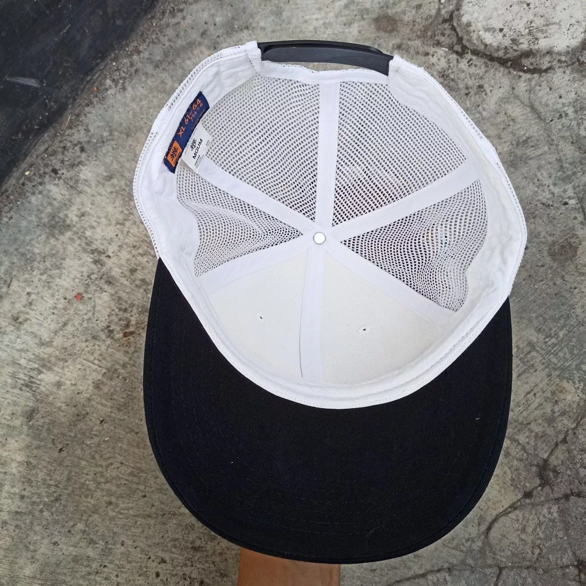 Unsound Rags Hats Unsound Rags SICK oversize trucker hat by mqum with gothic logo pin White Vintage