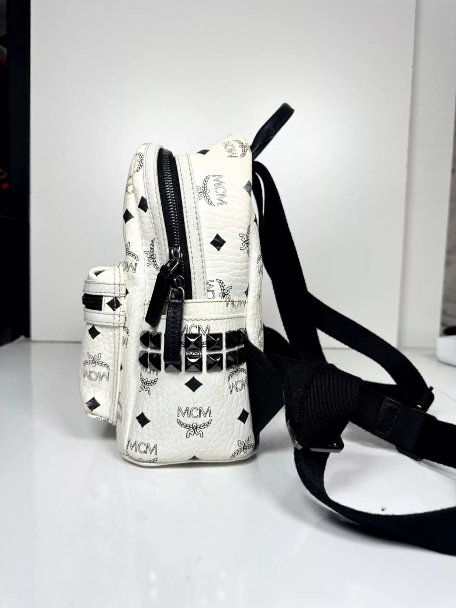 MCM Bags Luggage MCM Monogram Visetos Back Pack White