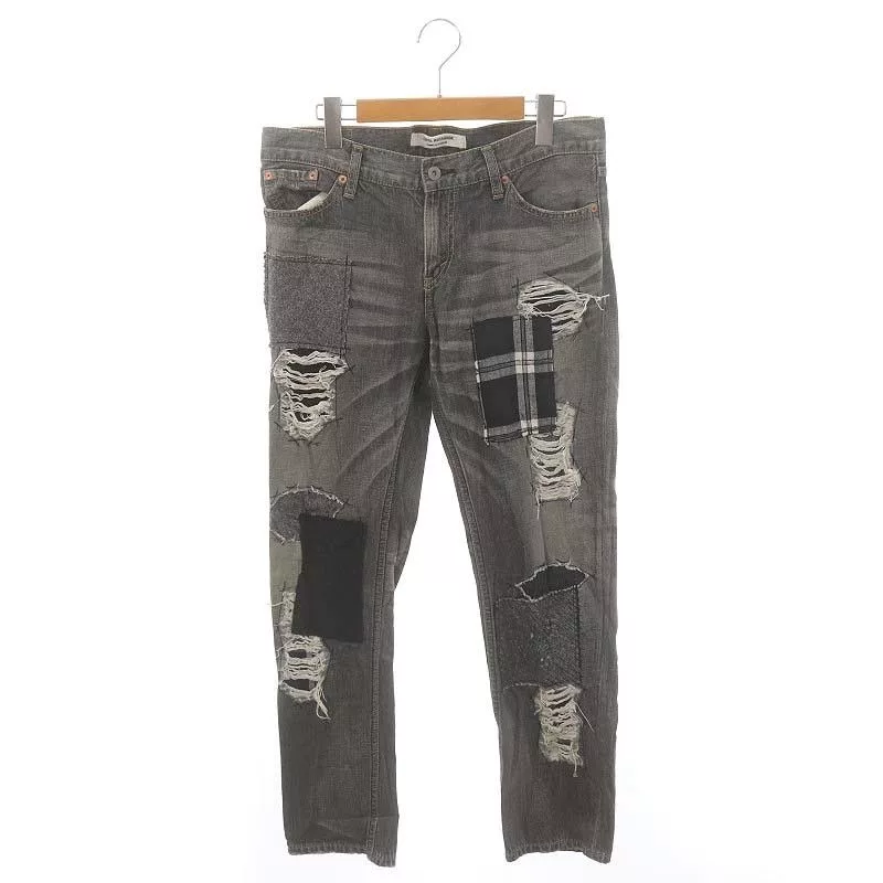 Junya Watanabe Denim Patchwork Damage Process Pants Gray
