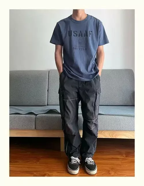 Designer Casual Pants Designer × Japanese Brand multi function fade patchwork distressed vintage cargo pants Black Streetwear