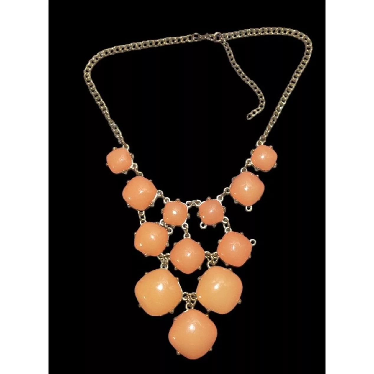 Other Necklaces Other Peach Bubble Bib Statement Necklace With Gold Chain Orange