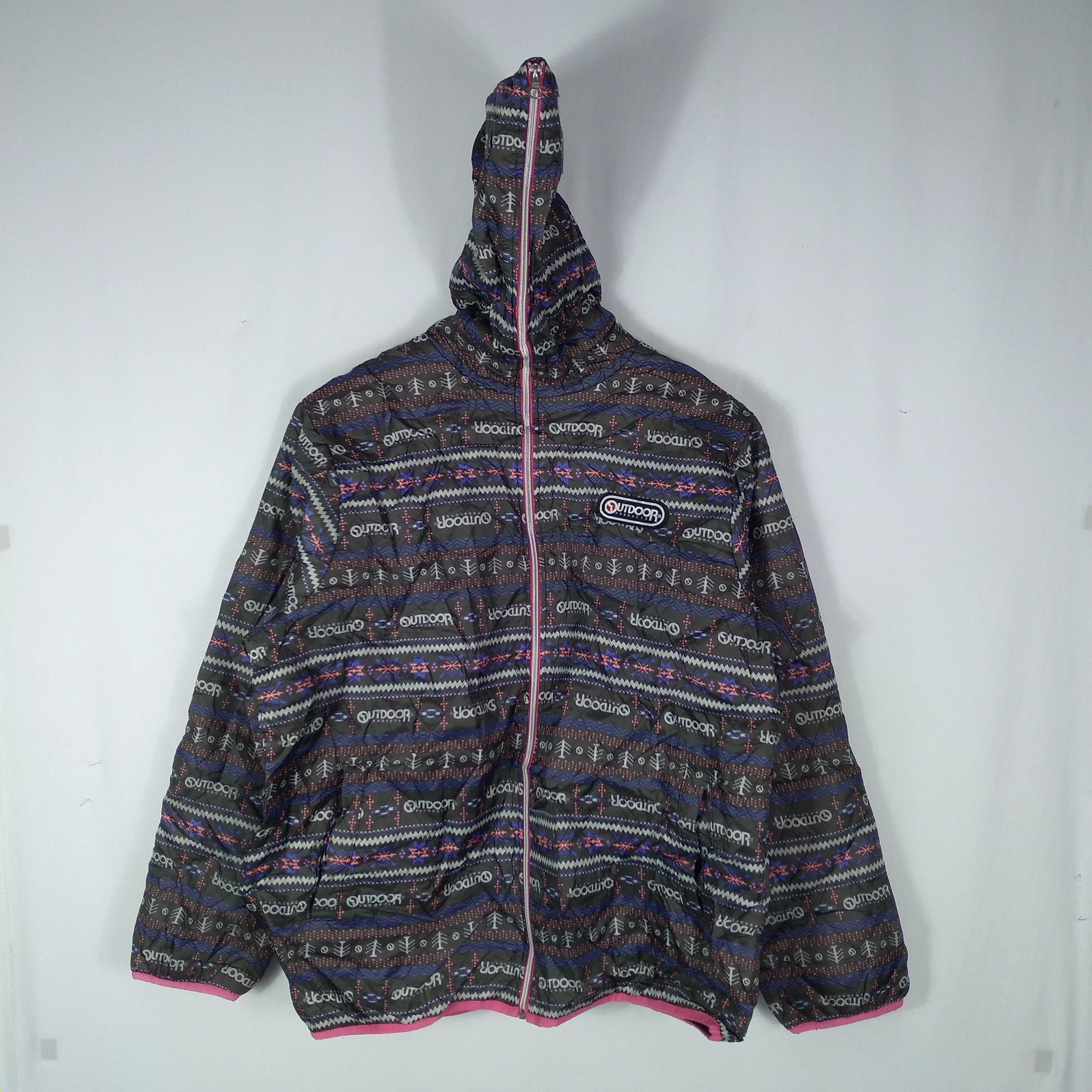 Native Light Jackets Native × Vintage Vintage Outdoor Full Zipper Native Design Hoodie Jacket Gray Gorpcore
