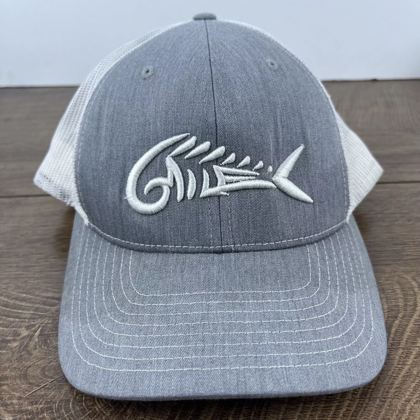 Other Hats Other Fish Skeleton Hat Fish Skull Snapback Hat Gray Adjustable Ha