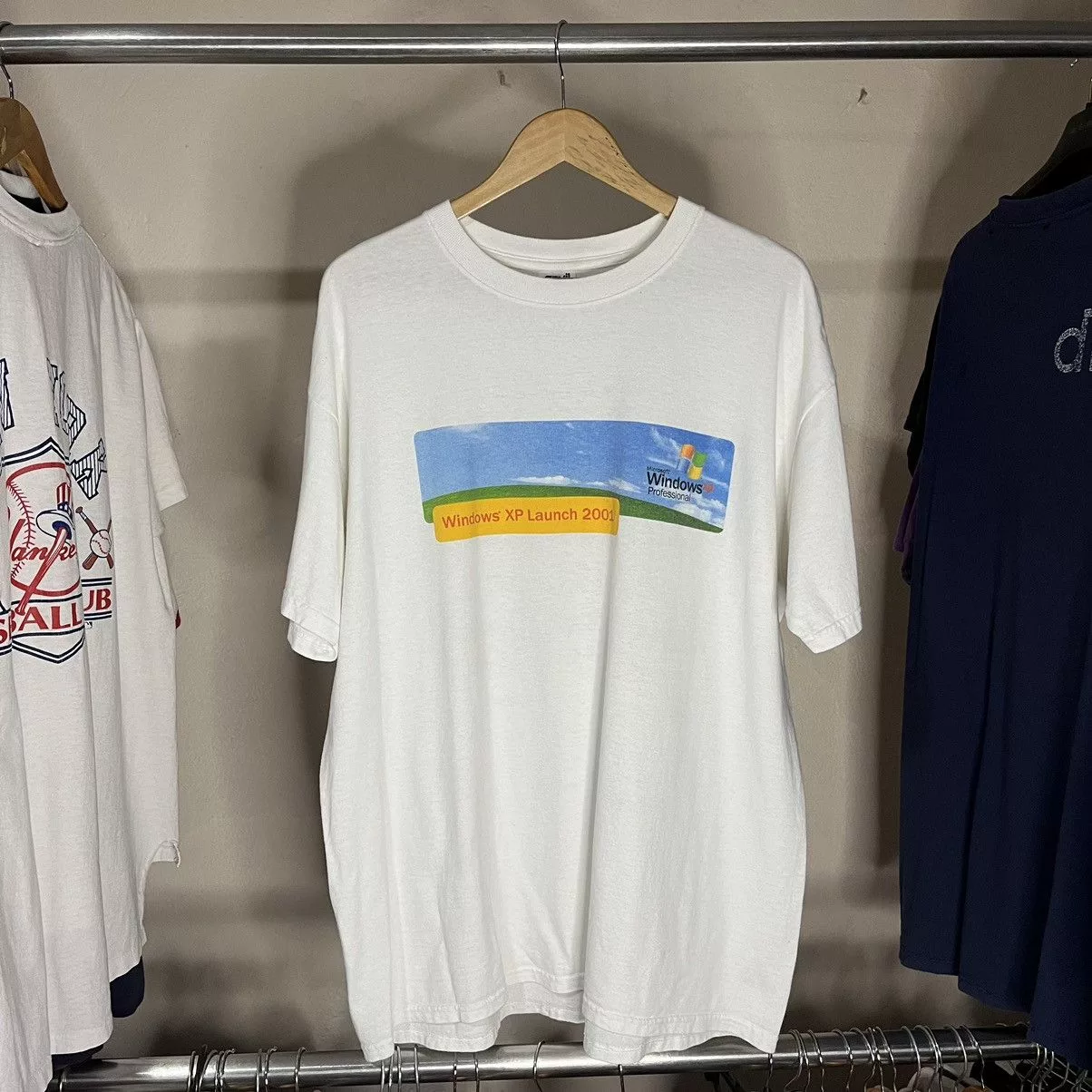 Vintage Short Sleeve T Shirts Vintage Windows XP Promo tee 2001’ White