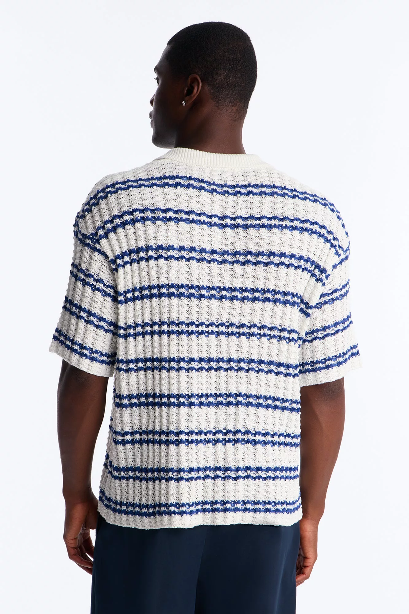 Static Stripe Johnny Collar Polo - Blue/combo
