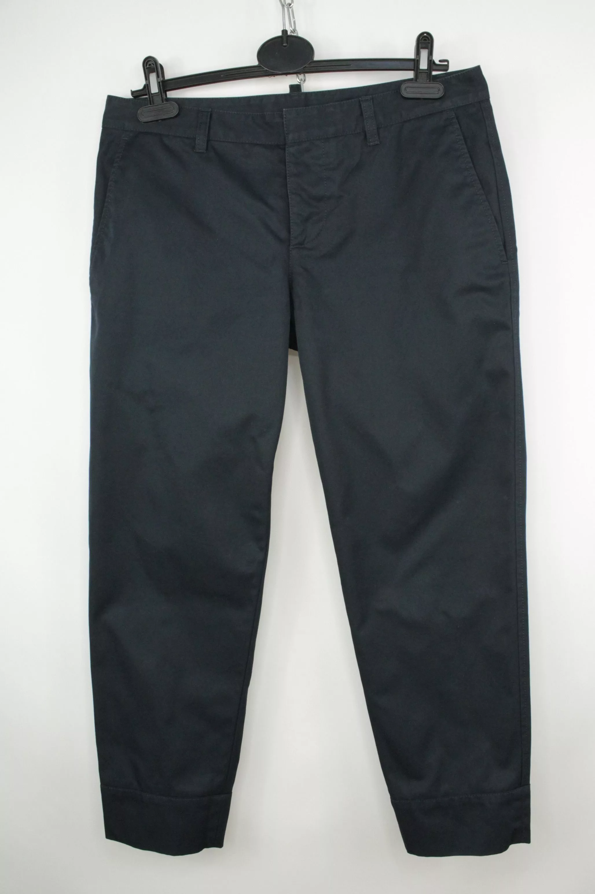 Dsquared2 Pants Dsquared2 Navy Twill Cotton Cropped Chino Pants Women's Blue Luxury
