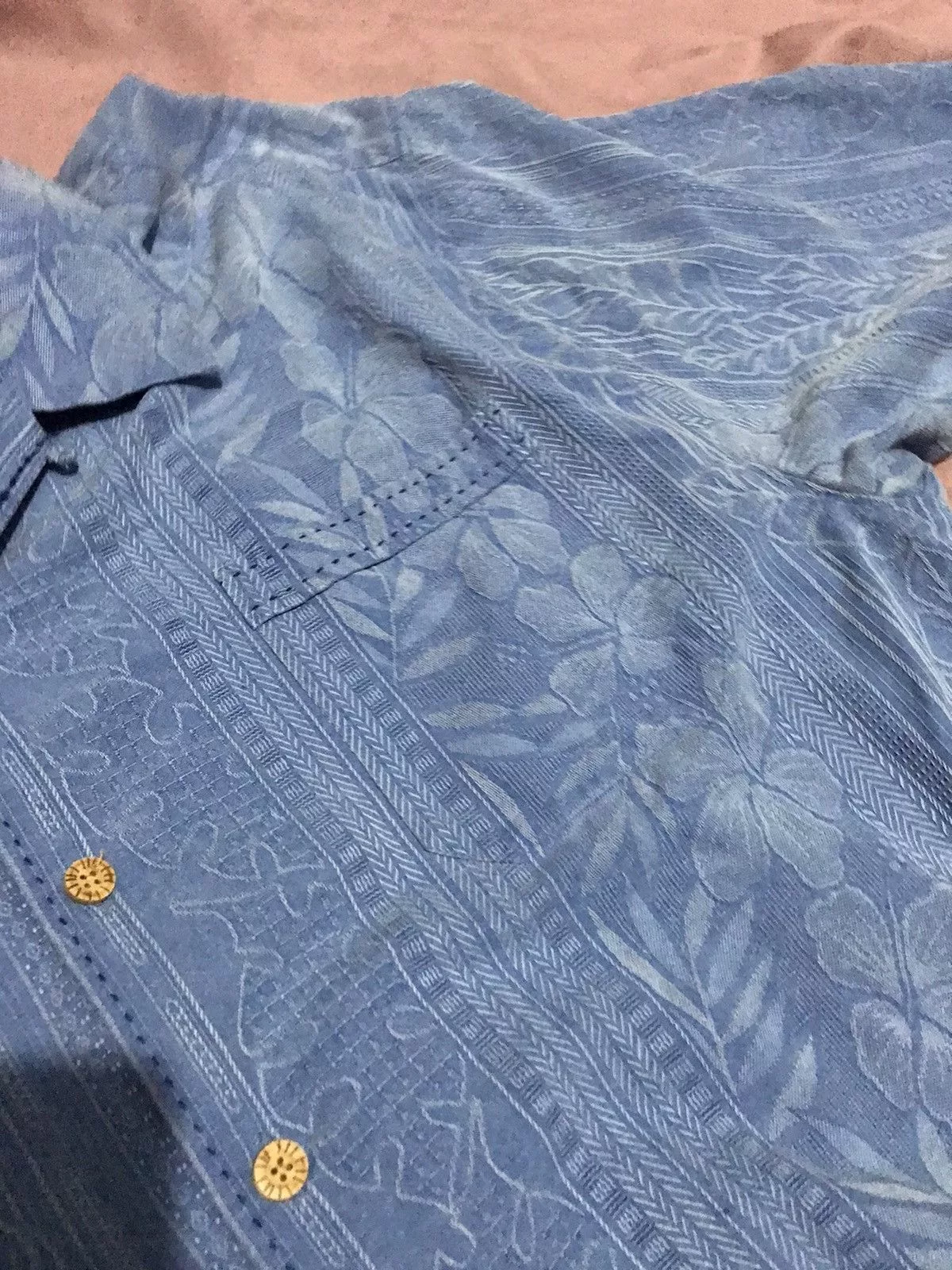 Other Shirts Button Ups Other PURE SILK CUBAN CAMP COLLAR SUMMER BUTTON UP Blue