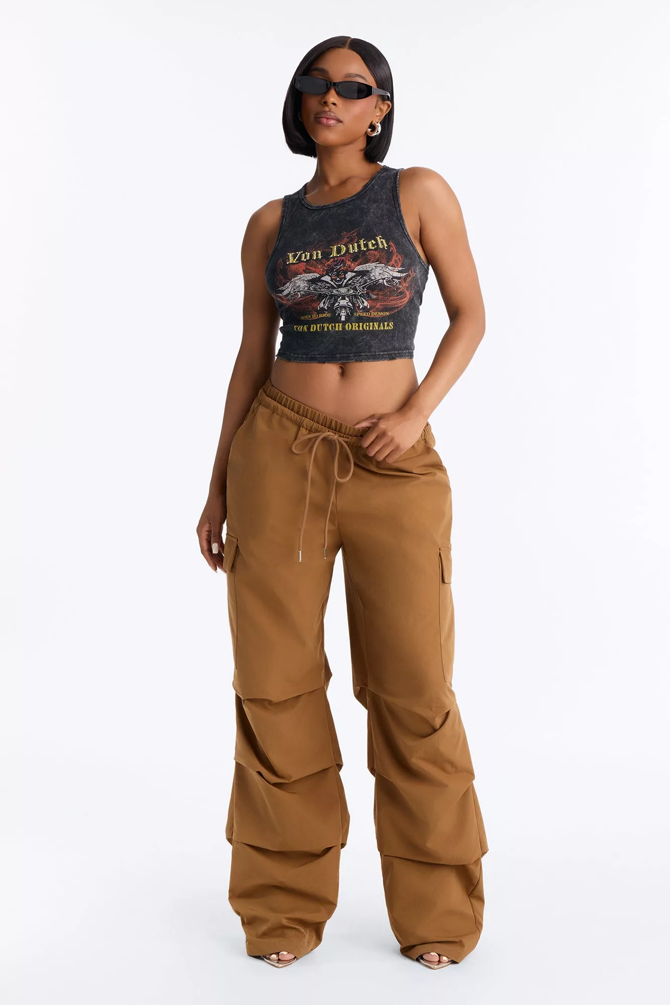 Von Dutch Studded Distressed Tank - Black