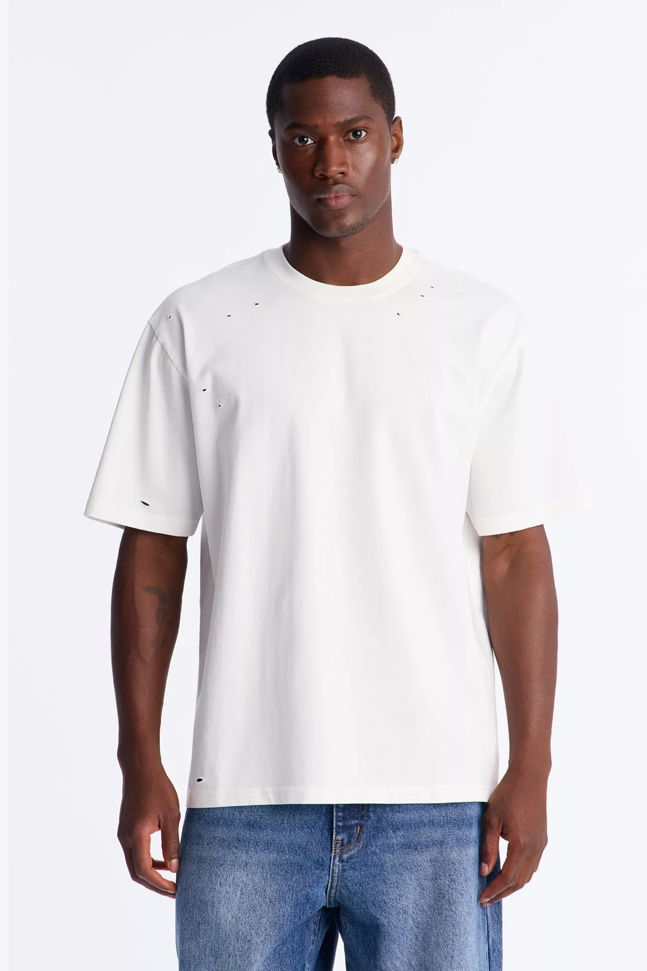 Destructed Crewneck Tee - White